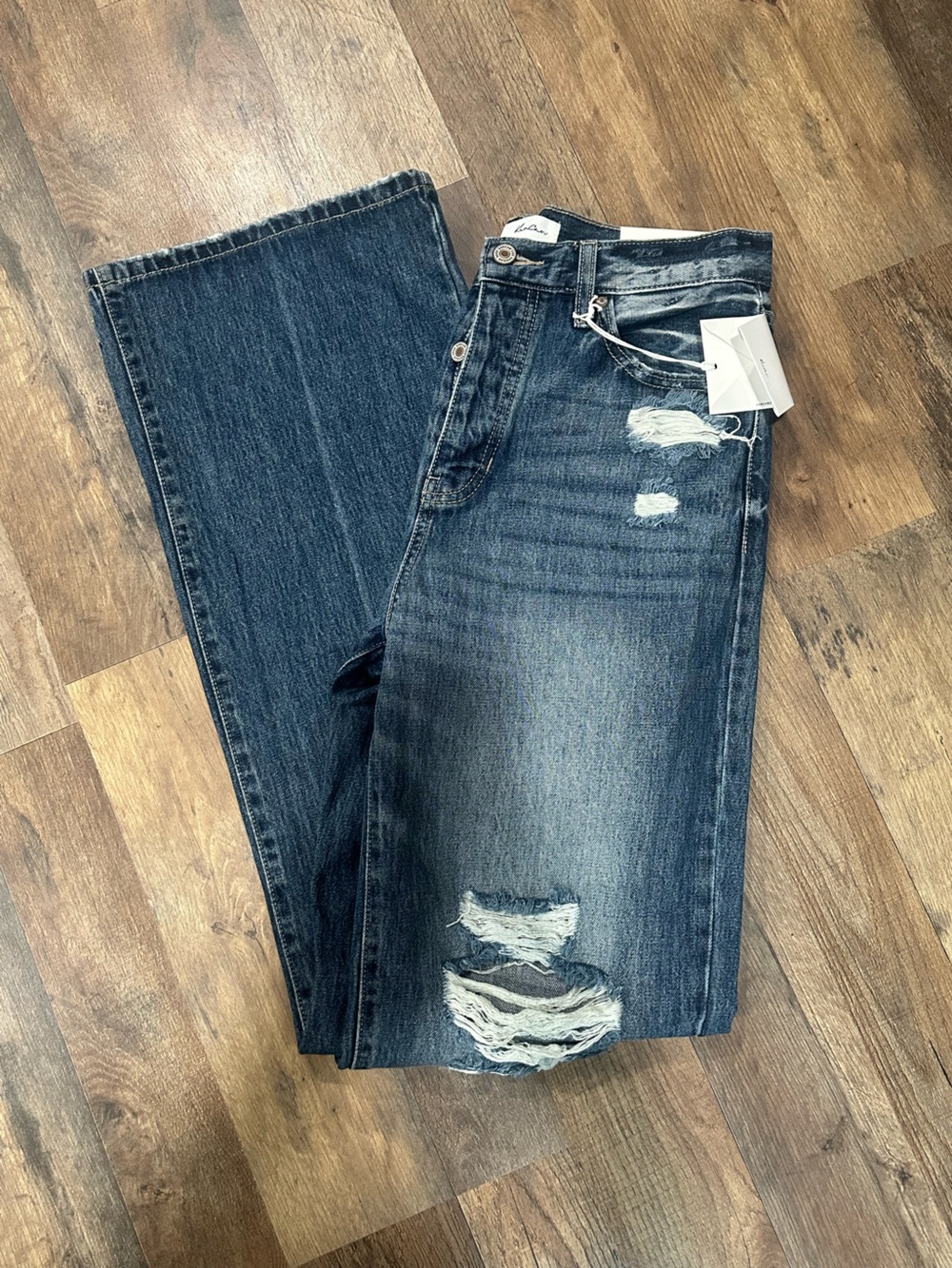 Brand new Kancan straight leg flared distressed jeans